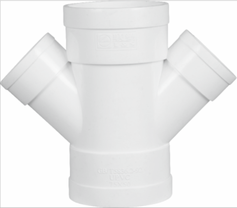 LESSO联塑45°异径斜四通PVC-U排水配件白色 dn110×75