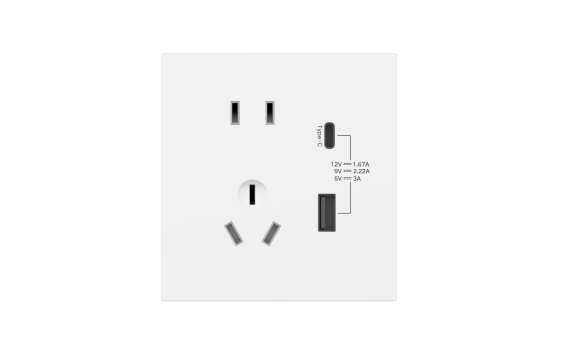 良信两极加两极带接地插座加USB-A+USB-C插座N50Z23T20